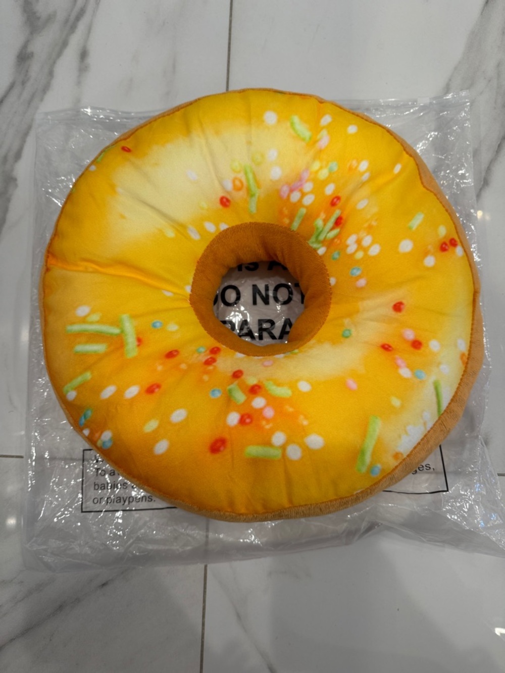 Yellow Sprinkle Donut Plush Pillow - Home Party Supplies
